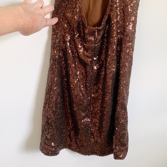 Nasty Gal “Don’t Cross Me” Brown Sequin Dress Y2K NYE - Picture 7 of 8